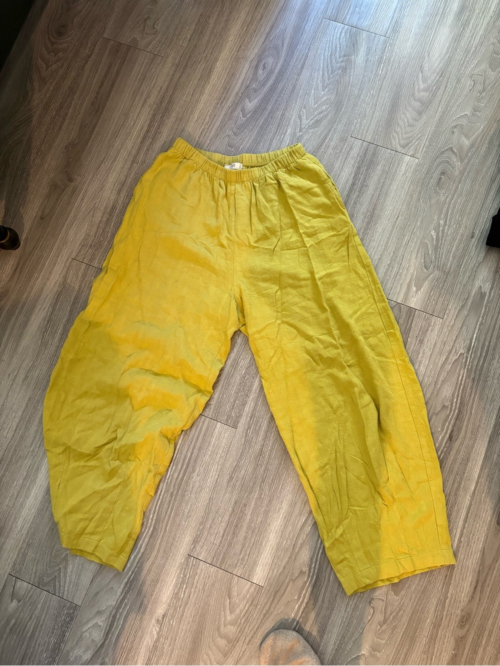 Yellow Elastic-Waist Wide Leg Pants